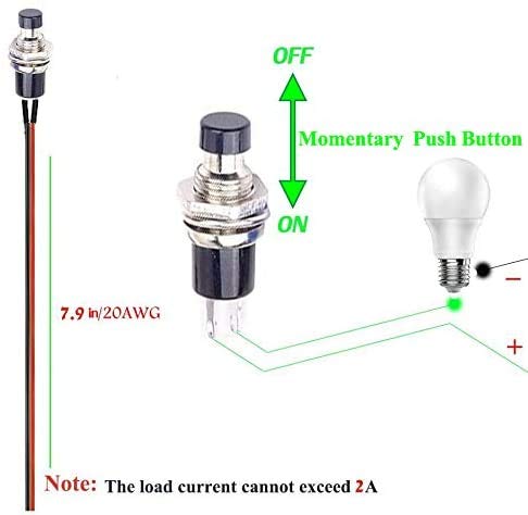 [Australia - AusPower] - dstfuy Momentary Push Button Switch,Mini Button Switch with Pre-soldered 20AWG Wires,SPST 2Pin ON/Off Push Button Horn Switch for Car, PC, Table Lamp (10Pcs Black) 
