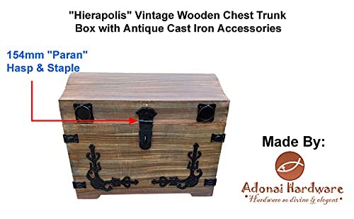[Australia - AusPower] - Adonai Hardware"Paran" Heavy Duty Antique Cast Iron Safety Locking Hasp and Staple (6" x 1 Pack, Matte Black) for Vintage Pirates Treasure Chest, Trunk, Wooden Jewelry Box, Cases, Furniture and Sheds 6 Inch x 1 Pack Matte Black Powder Coated 