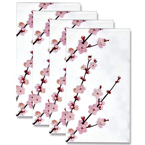 [Australia - AusPower] - 100 Floral Cherry Blossoms Guest Napkins 3 Ply Disposable Paper Pink Cherries Blossom Flowers Dinner Hand Napkin for Bathroom Powder Room Wedding Holiday Birthday Party Baby Shower Decorative Towels 