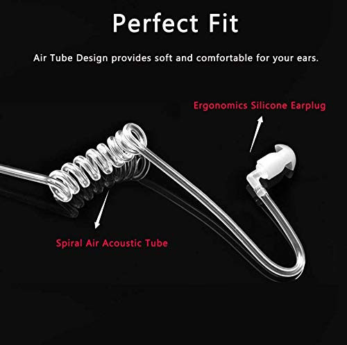 [Australia - AusPower] - Two Way Radio Earpiece with Clear Acoustic Tube Walkie Talkie 2 Pin Security Headset with Mic for SAMCOM Radios 