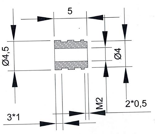 [Australia - AusPower] - [ J&J Products ] M2 Brass Insert, 5 mm (Length), Female Thread, Press Fit or Injection Mold Type, 100 pcs 