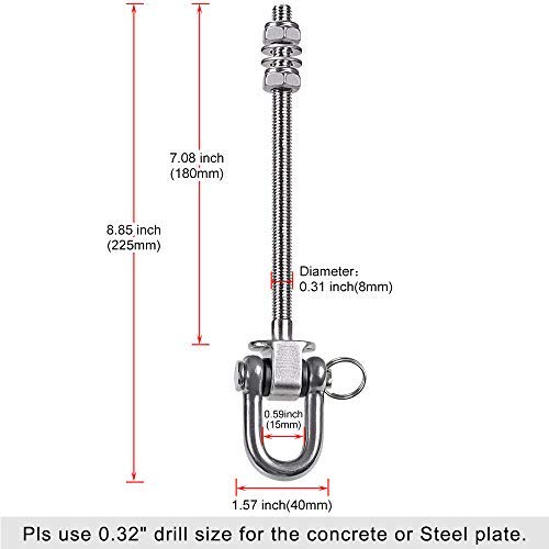 [Australia - AusPower] - SELEWARE Set of 2 Heavy Duty Swing Hanger 1800LB Capacity, M10 x 8.8" Swing Bolts, Stainless Steel Swing Hooks for Wood and Steel Beam Yoga Hammock Chair Punching Bag Porch Swing Sets Seat 