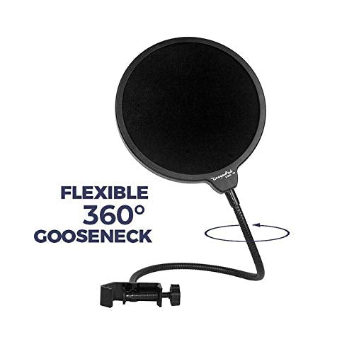 [Australia - AusPower] - Dragonpad USA Microphone Pop Filter, for Blue Yeti, Blue Snowball - Flexible Gooseneck Microphone Mount and Double Layer Sound Shield Guard Windscreen 
