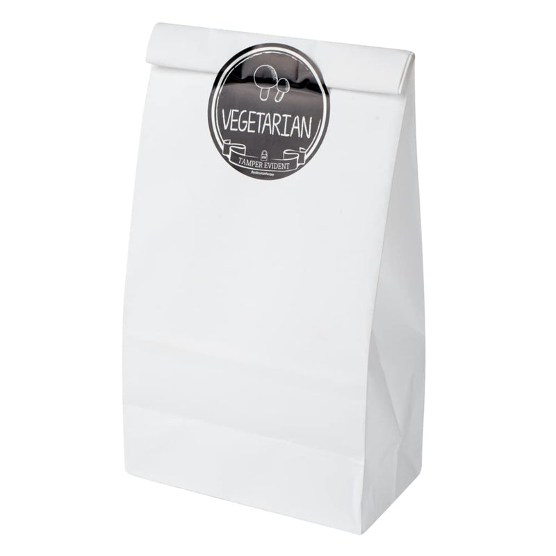 [Australia - AusPower] - Label Tek 2 Inch Tamper-Evident Stickers For Vegetarian Food, 500 Rolled Tamper Seal Stickers - Chalkboard Design, For Safe Food Delivery, Black With White Font Plastic To Go Stickers 