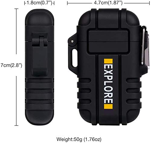 [Australia - AusPower] - Lighter,USB Rechargeable Lighter,Windproof Arc Lighter Waterproof,Flameless Electric Lighter,Dual Arc Plasma Lighter with Emergency Whistle for Outdoor Adventure,Survival Tactical,Camping Gadgets Black 