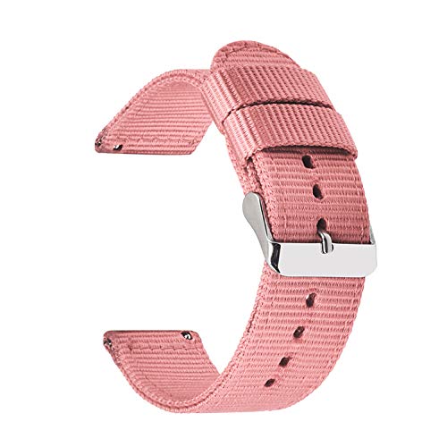 [Australia - AusPower] - Compatible with Samsung Galaxy Watch 3 45mm / Galaxy Watch 46mm / Gear S3 Frontier Classic Smartwatch Band, 22mm Woven Nylon Strap Replacement Sports Watch Pink 