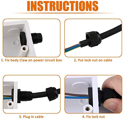 [Australia - AusPower] - Heyiarbeit 12Pcs M25 Cable Gland 9-17mm Adjustable Waterproof Plastic Cable Connectors Joints Nylon Wire Protectors Black 9-16mm 