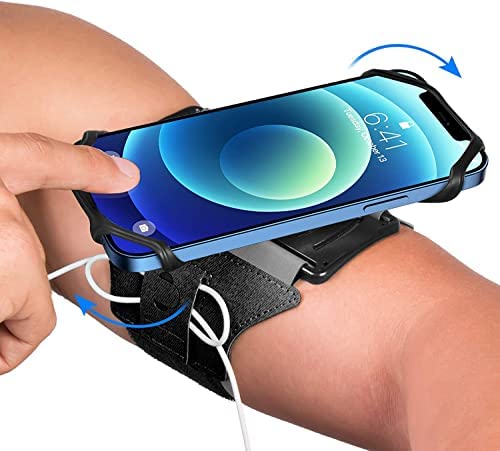 [Australia - AusPower] - BATTPIT Running Armband for iPhone 12 Pro 11 Pro Max X XR XS 8 7 6 6s Plus, Galaxy S20 S10 S9 Plus, Note 20/10/9/8, 360°Rotatable with Key Holder Phone Armband for Hiking Biking Walking(Black) 