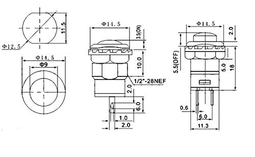 [Australia - AusPower] - Cylewet 12Pcs 12mm SPST NO Reset Switch Push Button Switch (Pack of 12) CYT1092 