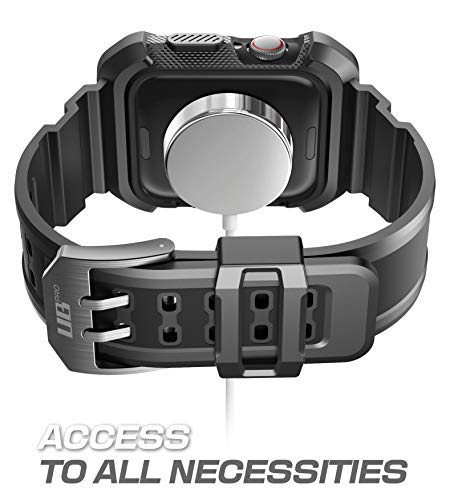 [Australia - AusPower] - SUPCASE [Unicorn Beetle Pro] Designed for Apple Watch Series 7/6/SE/5/4 [45/44mm], Rugged Protective Case with Strap Bands Black 