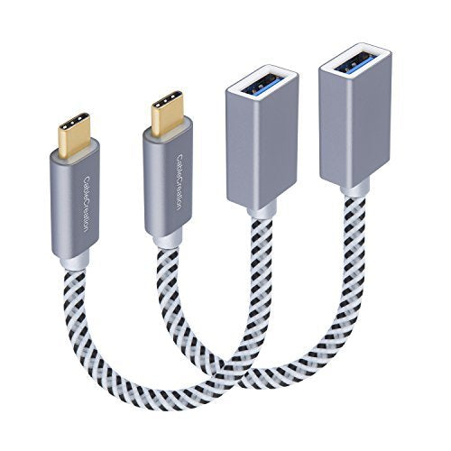[Australia - AusPower] - [2-Pack] USB3.1 USB Female to USB C Adapter 0.5 FT CableCreation USB C to USB A Female Adapter Cable Braided OTG 5Gbps Data Female USB A to C Male for MacBook Pro Air S21 S20 etc, 0.15m Space Gray Space Gray 2-Pack 