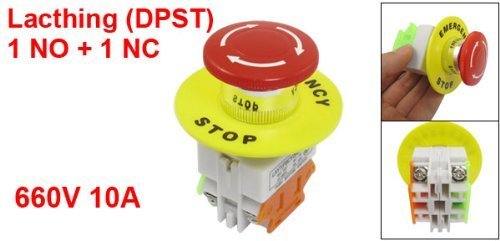 [Australia - AusPower] - YQBOOM 2pcs 22mm Mounting Hole Latching Emergency Stop Push Button Switch Red with 60mm Emergency Stop Sign 1NO 1NC 
