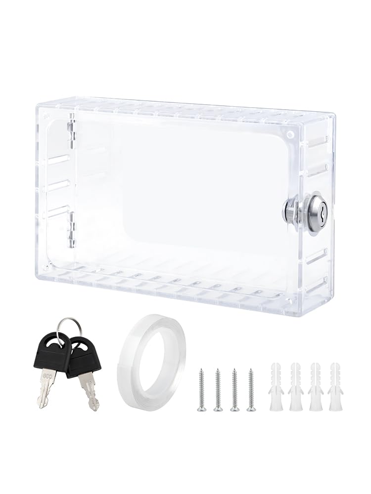 [Australia - AusPower] - CALIDAKA Thermostat Lock Box,Universal Thermostat Lock Box with Key,Clear Thermostat Guard,Clear Large Thermostat Guard for Thermostat On Wall Cover 7.28h X 4.72w Inches Or Smaller(Size:1 Set) 