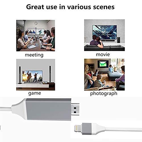 [Australia - AusPower] - [Upgraded] Lightning to HDMI Adapter, Apple MFi Certified 1080P HDTV Cable Adapter Compatible with iPhone,iPad Digital AV Sync Screen Connector on HD TV Monitor Projector-NO Need Power Supply (White) White 