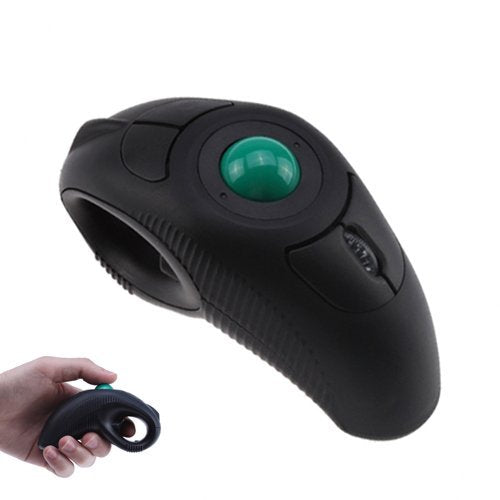 [Australia - AusPower] - YUMQUA Y-10L Finger Handheld Trackball Mouse with Laser Pointer, 2.4G USB Wireless Trackball Mouse for Laptop Computer PC 