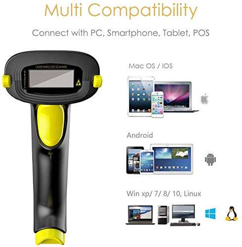 [Australia - AusPower] - NADAMOO Wireless Barcode Scanner Compatible with Bluetooth, USB 1D Bar Code Reader for Inventory Management, Work with Windows/Mac OS/Linux Computer, Made for iPhone, iPad, and Android 