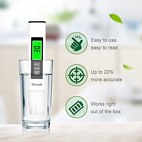 [Australia - AusPower] - TDS Meter 3 in 1 - Professional Digital Water Tester, Temperature Meter & EC Meter - Accurate and Reliable PPM Meter with LCD Backlight, 0-9999 ppm, Prefect for Drinking Water, Hydroponics by Vicreek 