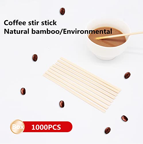 [Australia - AusPower] - 1000PCS Bamboo Coffee Stirrers Stir Sticks Biodegradable Natural Bamboo Sticks Disposable Drink Stirrers (5.5inch) 5.5inch 
