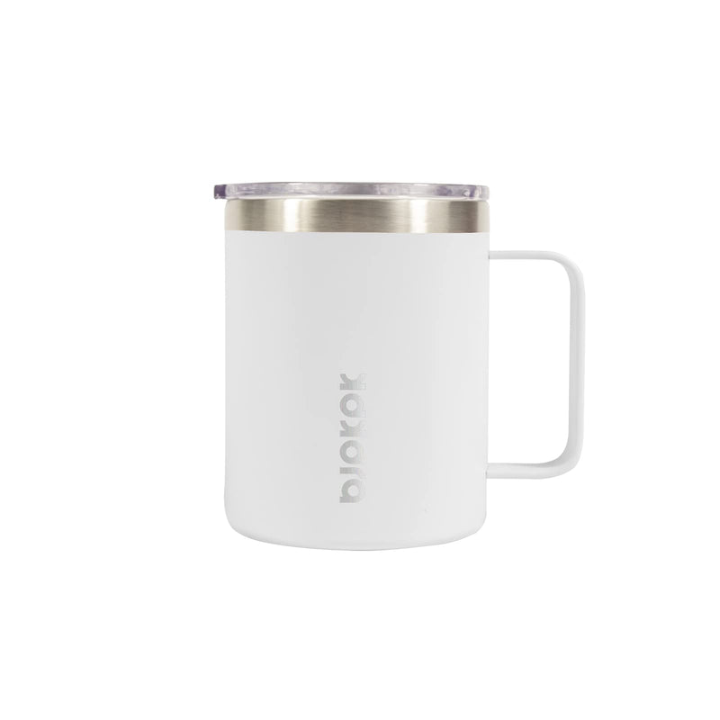 [Australia - AusPower] - BJPKPK 14oz Insulated Coffee Mug 2 Pack, Stainless Steel Camping Mug with Slider Lid, Travel Tumbler Cup, Coffee Thermos Outdoor White 