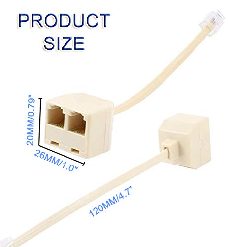 [Australia - AusPower] - Telephone Splitters - RJ11 6P4C Two Way 1 Male to 2 Female Outlet Ports Socket Phone Line Converter Cable Wall Adapter Separator for Landline and Fax Ivory 