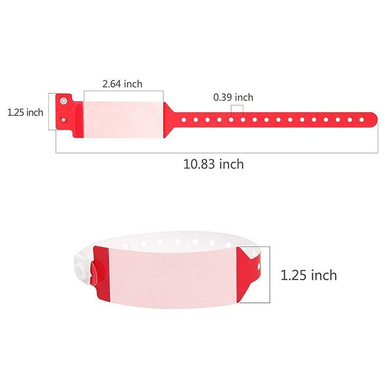 [Australia - AusPower] - Wristall Hospital Identification Bands, Medical Adult-Sized Shield Wristband, Waterproof Patient Wristbands, Plastic Disposable Hospital ID Wristband (Red, 250) Red 