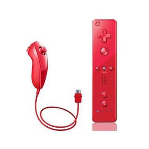 [Australia - AusPower] - Remote Controller for Wii,Yudeg Wii Remote and Nunchuck Controllers with Silicon Case for Wii and Wii U（not Motion Plus） (Red) Red 
