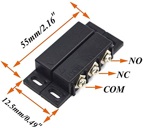 [Australia - AusPower] - 5Sets Magnetic Reed Switch, Magnetic Door Switch/Magnetic Contact Switch/Normally Open Closed NC NO Door Alarm Window Security, for DC 5V 12V 24V Light Black 