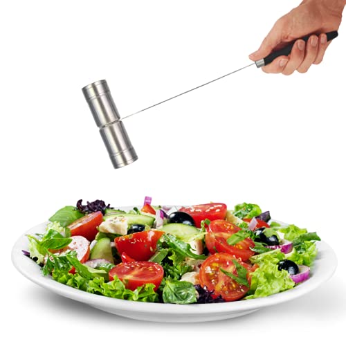 [Australia - AusPower] - Jim Beam Stainless Steel Salt and Pepper Shaker with Long, Soft Grip Handles, Large, Silver 