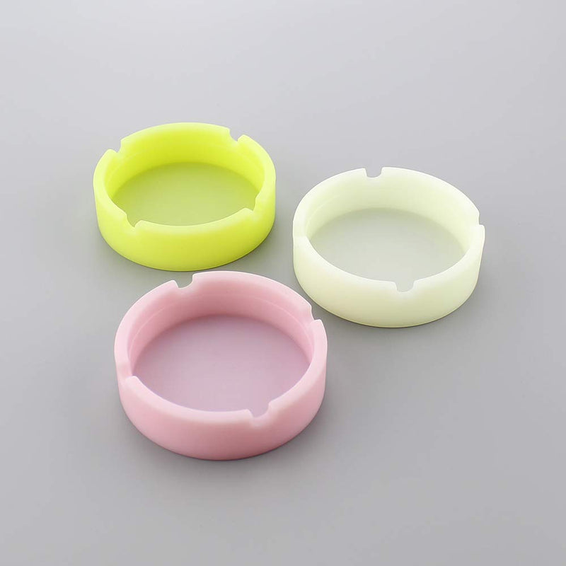 [Australia - AusPower] - Luminous Silicone Gel Ashtray Light Circular Ashtray Smoke Convenient Cigarette Case Drop Creative Ashtrays Pink 