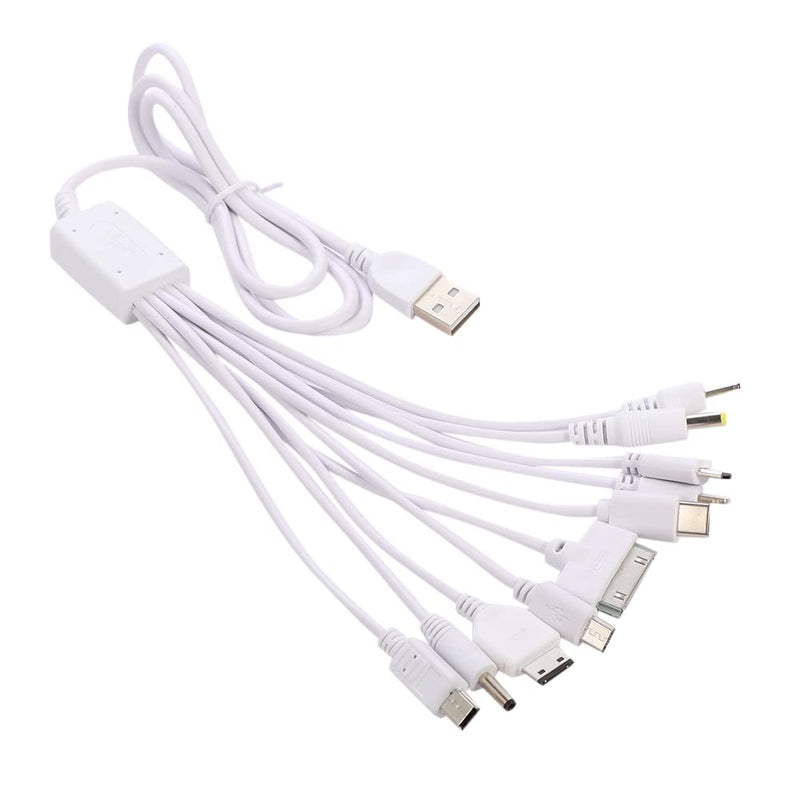 [Australia - AusPower] - 10 in 1 Universal Multifunctional Charging Cable for Many Adapters Compatible with Samsung LG Huawei ZTE and Sony Ericsson Nokia PSP, USB Charging Cable Fit Cell Mobile Phone-White White 