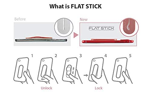 [Australia - AusPower] - FLAT STICK Phone GripStandHolder | Wireless Charging | Apply (Google) Pay | New Finger Grip for All Smartphones - Red Suede 