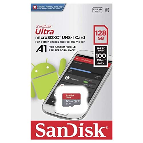 [Australia - AusPower] - 128GB SanDisk Ultra UHS-I Class 10 80mb/s MicroSDXC Memory Card works with Samsung Galaxy S8, S8 Plus, S8 Note, S7, S7 Edge, S5 Active, S4 Cell Phones with Everything but Stromboli Memory Card Reader Class 10 128GB 