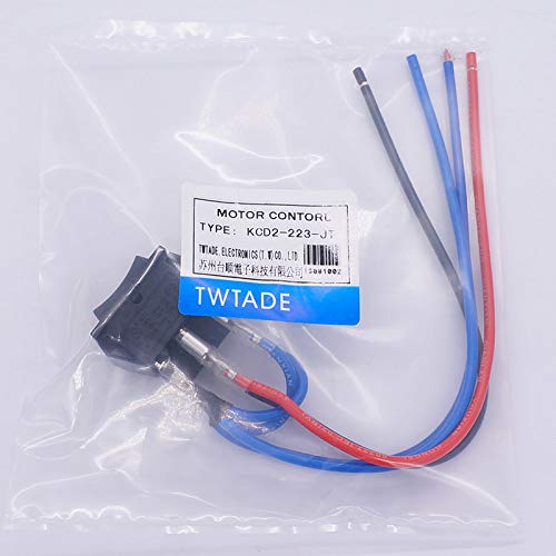 [Australia - AusPower] - TWTADE Latching Polarity Reverse Switch 12V 10A DC Motor Control 6 Pin 3 Position ON-Off-ON AC 110V-220V Black Boat Rocker Toggle Switch with Wire KCD2-203-JT ordinary 