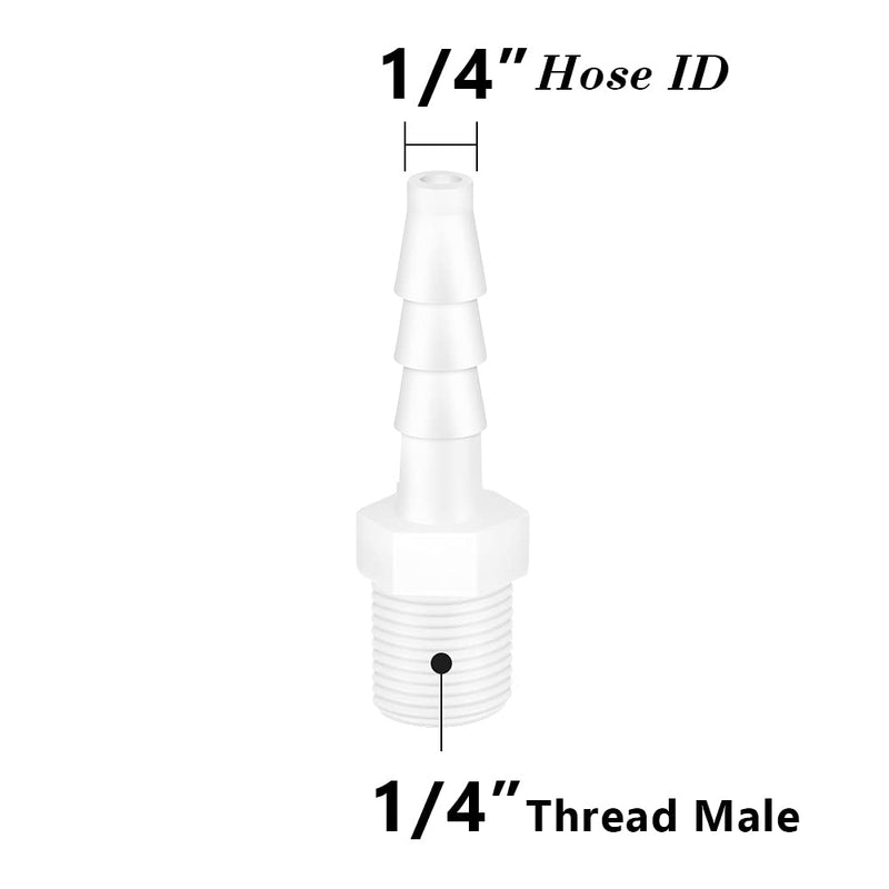 [Australia - AusPower] - Quickun Plastic Hose Barb Fitting, 1/4" Barb to 1/4" Male Thread White Adapter Union Fitting (Pack of 5) 1/4" Barb x 1/4" Male thread 