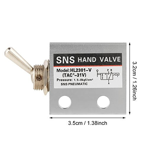 [Australia - AusPower] - SNS Pneumatic 3 Position 2 Port Toggle Switch G1/8 Pneumatic Mechanical Valve HL2301 Pressure 1.5-8kgf/cm² 