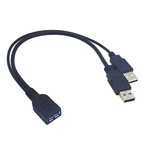 [Australia - AusPower] - CY USB 3.0 Female to Dual USB Male Extra Power Data Y Extension Cable for 2.5" Mobile Hard Disk Black Color usb3.0+2.0 M to usb3.0 F 