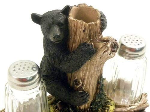 [Australia - AusPower] - Black Bear on Tree Trunk Salt & Pepper Shaker Set 