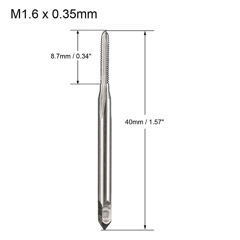 [Australia - AusPower] - uxcell Metric Machine Tap M1.6 x 0.35mm H2 HSS Uncoated 3 Straight Flutes Thread Tapping DIY Tool 2pcs M1.6 x 0.35 