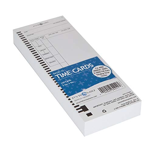 [Australia - AusPower] - Pyramid™ 30% Recycled Time Cards for Pyramid Models 4000 & 5000, 9" x 3 1/2", Pack of 100 100 pk 