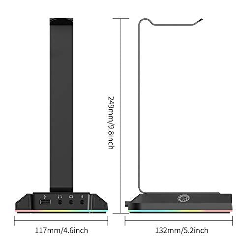 [Australia - AusPower] - RGB Headphone Stand with 7.1 Surround Sound, EKSA Gaming Headset Holder with USB & 3.5mm Ports, Headset Stand for Desk Perfect Gaming Accessories Gifts for Desktop Gamers, Suitable for Most Headphones 