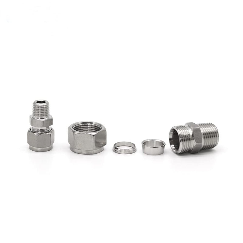 [Australia - AusPower] - Metalwork 304 Stainless Steel Compression Tube Fitting Adapter 1/8" NPT Male x 6mm Tube OD, W/Double Ferrules (2 Pcs) 1/8" NPT Male x 6mm OD 2 Pcs 