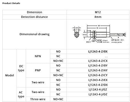 [Australia - AusPower] - Taiss DC6-36V 2 Wire NO（Normally Open） 200mA Detection 4mm M12 Tubular Inductive Proximity Switch Sensor LJ12A3-4-Z/EX 