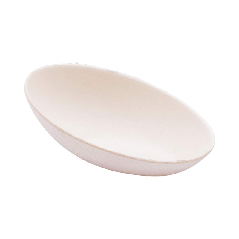 [Australia - AusPower] - Pulp Tek 3.1 Inch Compostable Tasting Plates, 100 Egg Shaped Disposable Appetizer Dishes - Easy To Hold, Biodegradable, White Bagasse Mini Tasting Dishes, Grease Resistant, For Appetizers Egg shape 