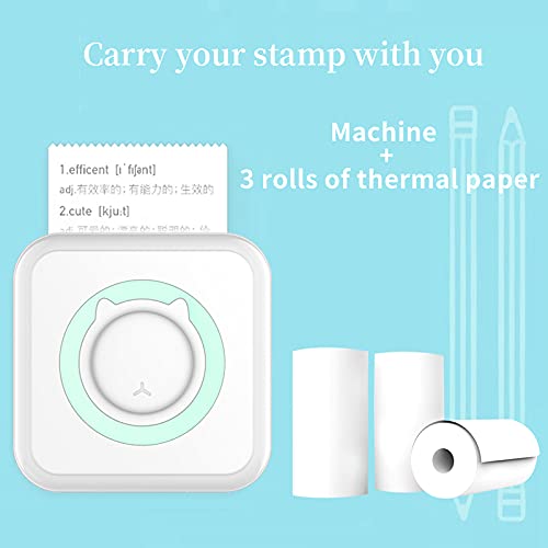 [Australia - AusPower] - Inkless Mini Pocket Printer, iPhone Mobile Phone Mini Photo Portable Bluetooth Printer, Support iOSAndroid Smart Phone, with 3 Rolls of White Thermal Paper (Blue)(C15) blue 