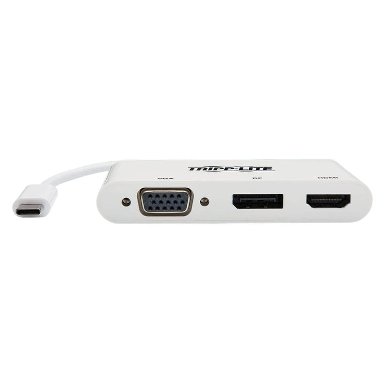 [Australia - AusPower] - Tripp Lite USB C to HDMI/DisplayPort/VGA Adapter (M/F), USB 3.1 Gen 1, Thunderbolt 3 to HDMI/DisplayPort/VGA, 4K Adapter, White (U444-06N-HVDPW) 