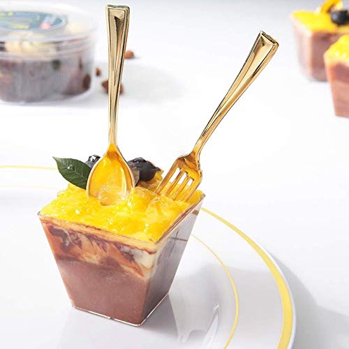 [Australia - AusPower] - Disposable Plastic Gold Mini Forks, Gold Plastic Tasting Fork, (4 inch 72 Count) Mini Gold Plastic Forks for Appetizers , Great for Desserts, Sampling, or Cocktails - Posh Setting 