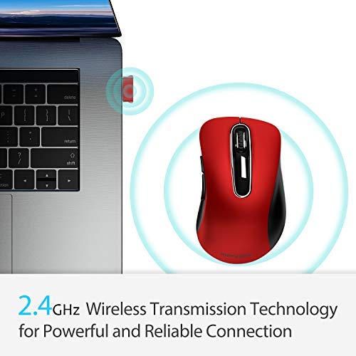 [Australia - AusPower] - memzuoix 2.4G Wireless Mouse, 1200 DPI Mobile Optical Cordless Mouse with USB Receiver, Portable Computer Mice Wireless Mouse for Laptop, PC, Desktop, MacBook, 5 Buttons, Red 