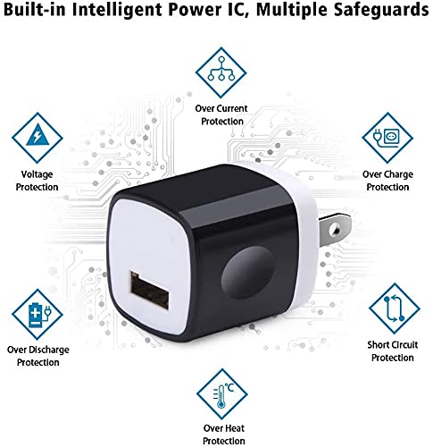 [Australia - AusPower] - USB Single Charger Block 10 Pack, UorMe 1A 5V Single Port Power Adapter Charging Phone Cube Box Pack Compatible with iPhone 12 SE 11 X 8 7 6S, Galaxy A21 Note20 A71 A51 A31 S10 S9 S8 Note 9 8 S7 Edge Black+White 