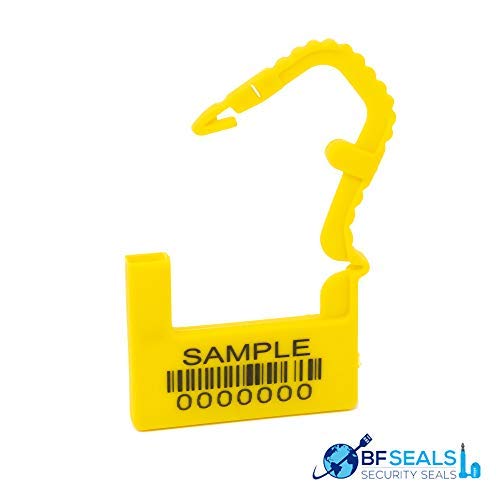 [Australia - AusPower] - Plastic Padlock D, All ECO- , Numbered and Barcode, Yellow Color, 100 pcs. BFSEALS Free & Quick Shipping 