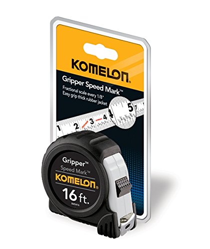 [Australia - AusPower] - Komelon SM5416 Speed Mark Gripper Acrylic Coated Steel Blade Tape Measure 16-feet by 1-Inch, White Blade 16 FT 